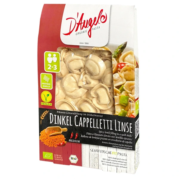 D`angelo cappelletti orkiszowe z soczewicą pikantne bio 250 g